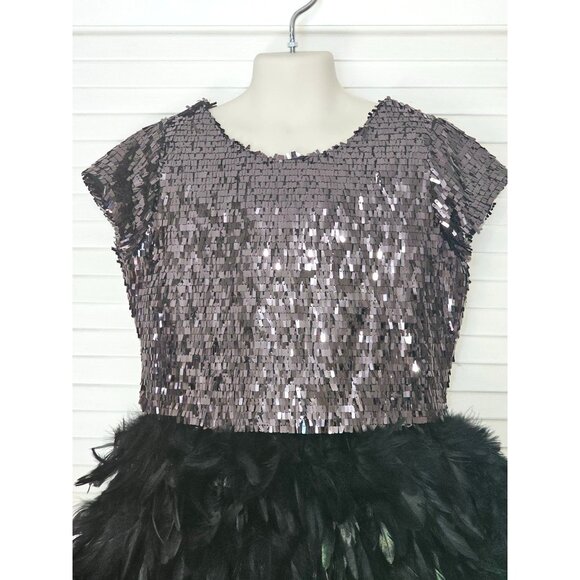 Chasing Fireflies Girl's Black Sequin Feather Dress Size 10 1925 - Picture 3 of 9